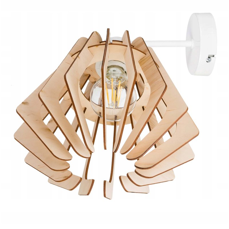 Lampa kinkiet E27 ścienny stały loft Drewno na E27