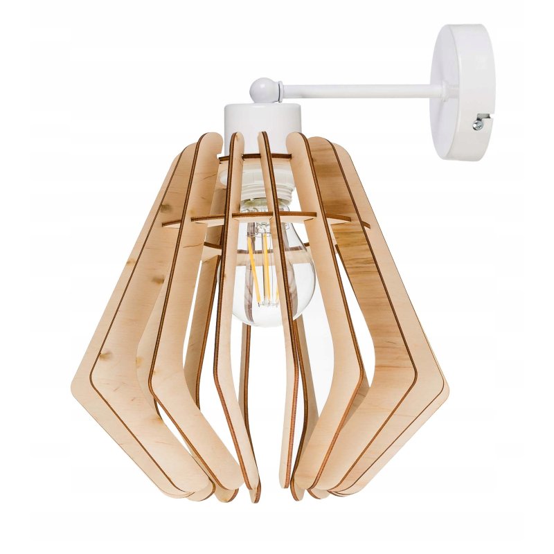 Lampa kinkiet E27 ścienny stały loft Drewno na E27