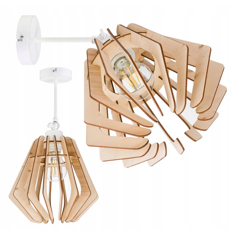 Lampa kinkiet E27 ścienny ruch loft Drewno na E27