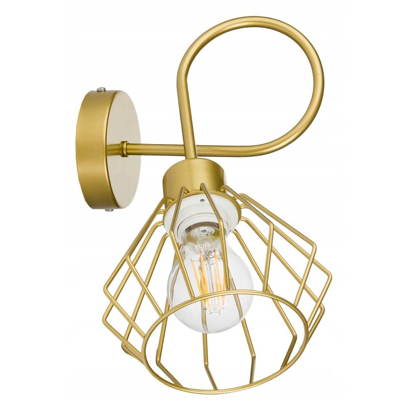 Lampa kinkiet E27 żyrandol stały kręcony loft drut brylant złoty na 1 x E27