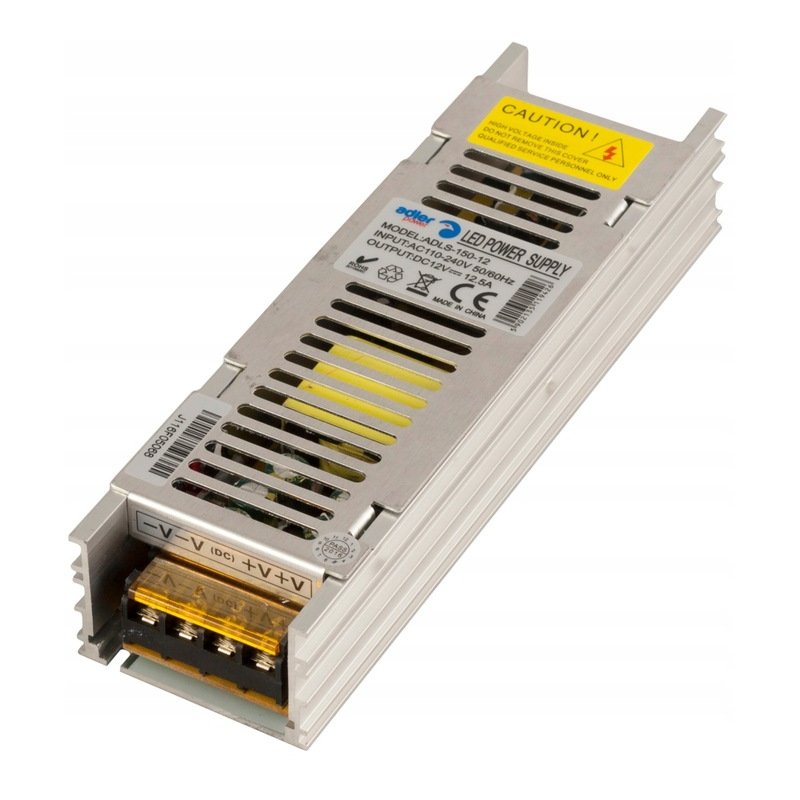 ZASILACZ PREMIUM modułowy 12V 12,5A 150W montażowy slim IP20 CCTV taśm LED