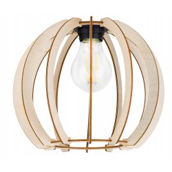 Lampa stojąca podłogowa loft na led E27 stała gięta z kloszem drewno 150cm