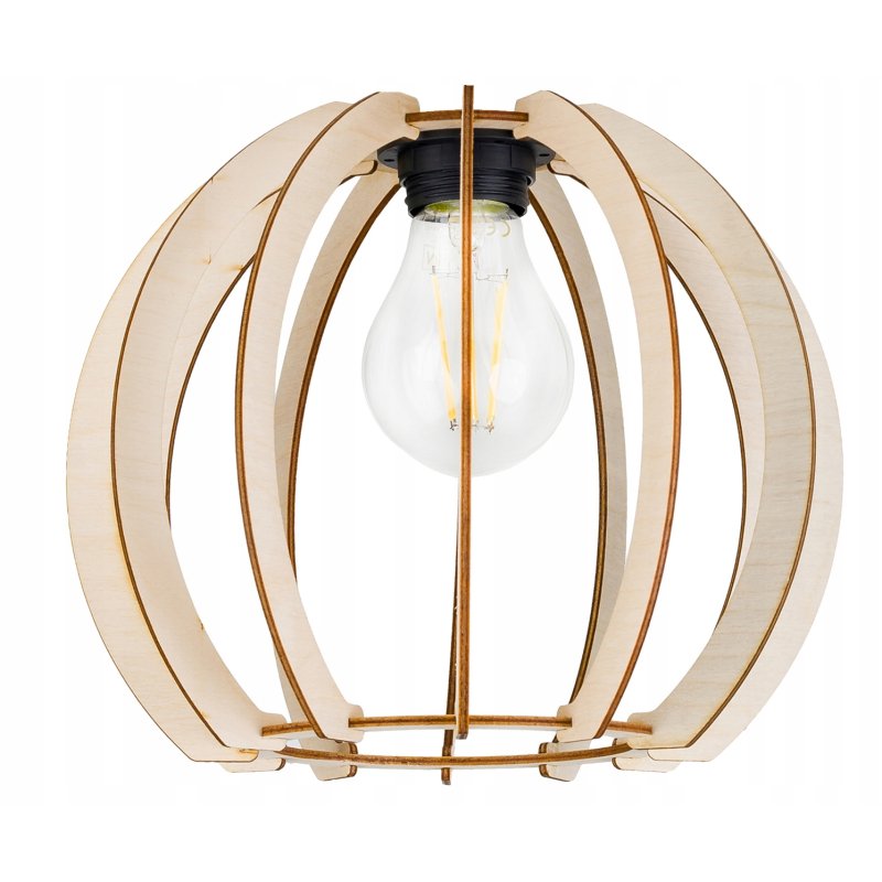 Lampa stojąca podłogowa loft na led E27 stała gięta z kloszem drewno 150cm