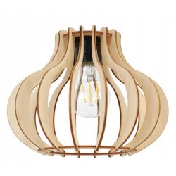 Lampa stojąca podłogowa loft na led E27 stała prosta z kloszem drewno 100cm