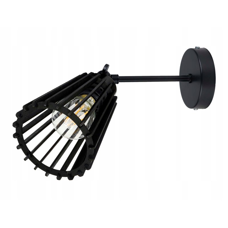 LAMPA czarna kinkiet E27 ścienny ruchomy loft Drewno piramidka eko czarny