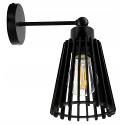 LAMPA czarna kinkiet E27 ścienny stały loft Drewno piramidka eko czarny