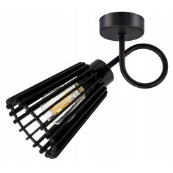 LAMPA czarna kinkiet E27 ścienny stały loft Drewno piramidka eko czarny