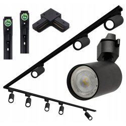 Zestaw 8x SPOT lampa GU10 na szynę 1f SZYNOPRZEWÓD szyna 2m + 2m + narożnik