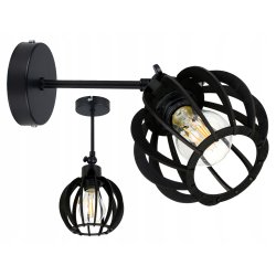 LAMPA KINKIET czarny na 1x E27 ścienny regulowany loft KULA Drewno czarne