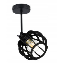 LAMPA KINKIET czarny na 1x E27 ścienny regulowany loft KULA Drewno czarne