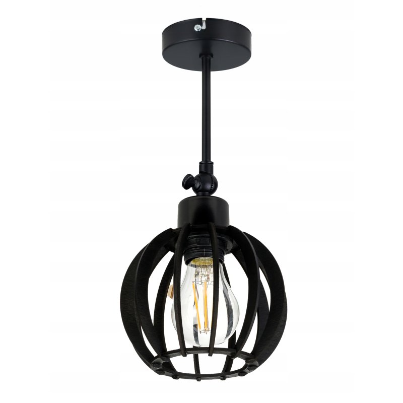LAMPA KINKIET czarny na 1x E27 ścienny regulowany loft KULA Drewno czarne