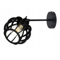 LAMPA KINKIET czarny na 1x E27 ścienny regulowany loft KULA Drewno czarne