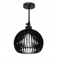 Lampa kinkiet ścienny regulowany LOFT klosz czarny kula 36 Drewno na 1x E27