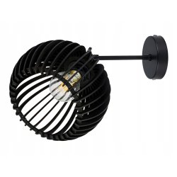 Lampa kinkiet ścienny regulowany LOFT klosz czarny kula 36 Drewno na 1x E27