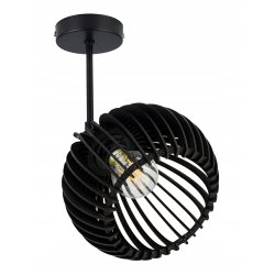 Lampa kinkiet ścienny regulowany LOFT klosz czarny kula 36 Drewno na 1x E27