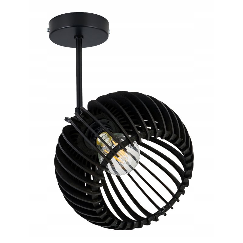 Lampa kinkiet ścienny regulowany LOFT klosz czarny kula 36 Drewno na 1x E27