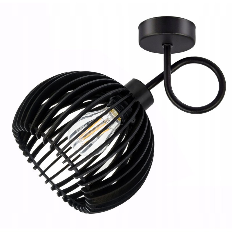 Lampa kinkiet ścienny stały kręcony LOFT klosz kula 36 Drewno na 1x E27
