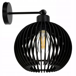 Lampa kinkiet ścienny stały prosty LOFT klosz kula 40 Drewno na 1x E27