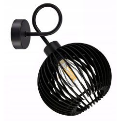 Lampa kinkiet ścienny stały KRĘCONY LOFT klosz kula 40 Drewno na 1x E27