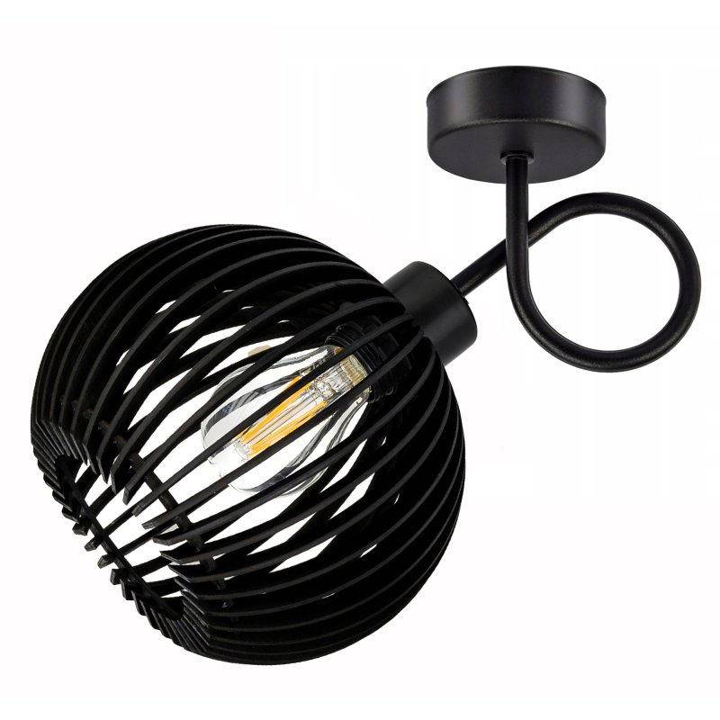 Lampa kinkiet ścienny stały KRĘCONY LOFT klosz kula 40 Drewno na 1x E27
