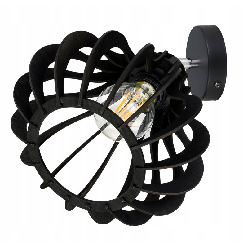 Lampa kinkiet ścienny stały REGULOWANY LOFT klosz ALLADYNA Drewno na 1x E27
