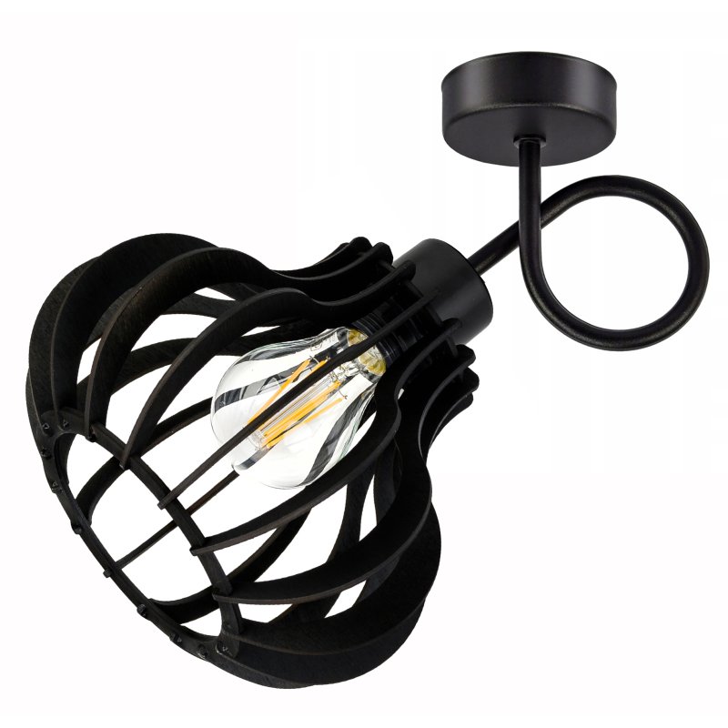 Lampa kinkiet ścienny stały KRĘCONY LOFT klosz ALLADYNA Drewno na 1x E27
