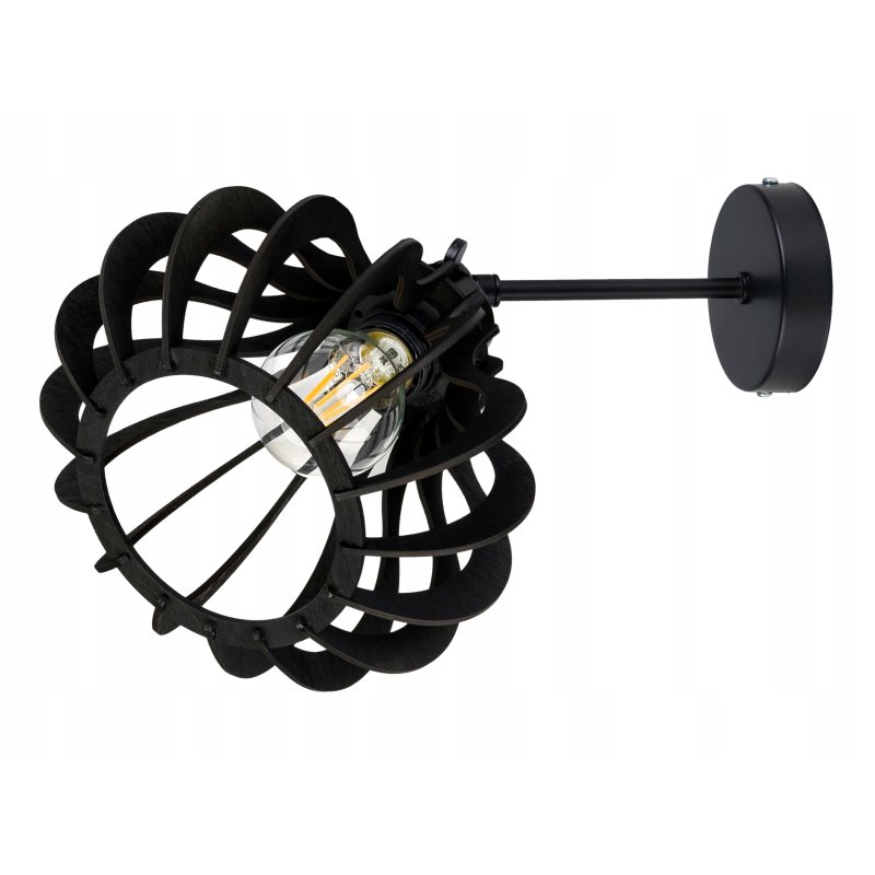 Lampa kinkiet ścienny stały REGULOWANY LOFT klosz ALLADYNA Drewno na 1x E27
