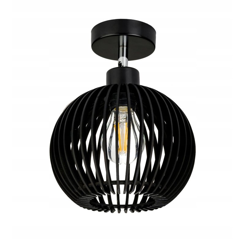 Lampa kinkiet ścienny REGULOWANY CZARNY LOFT klosz kula 40 Drewno na 1x E27