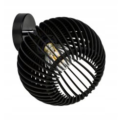 Lampa kinkiet ścienny REGULOWANY CZARNY LOFT klosz kula 40 Drewno na 1x E27