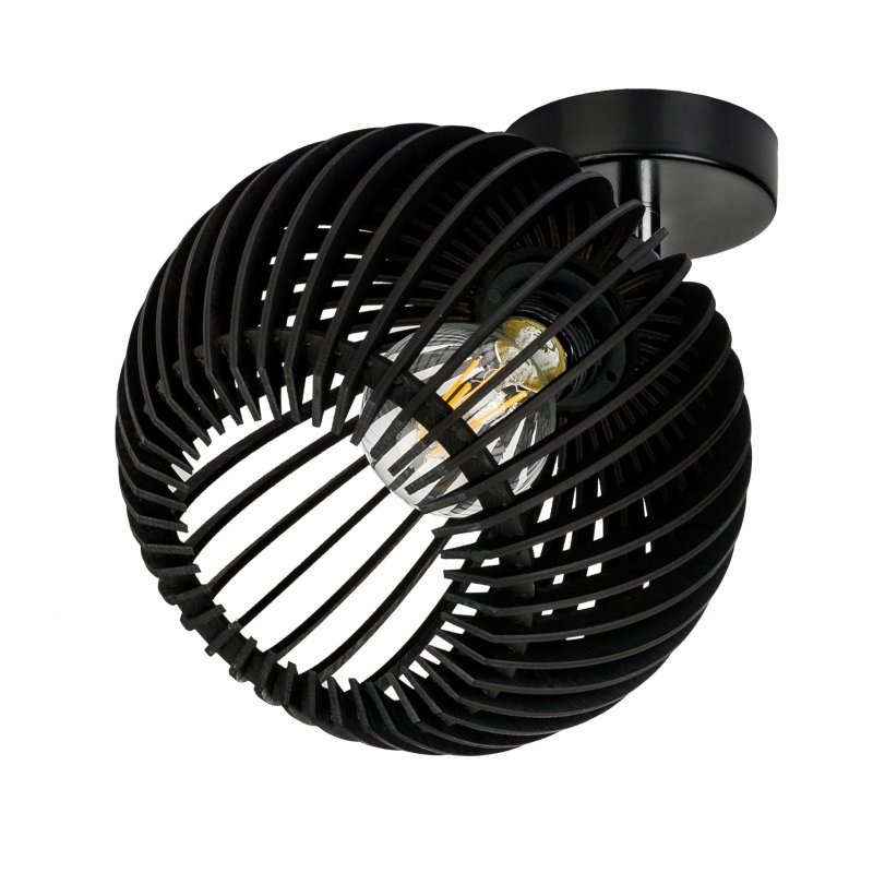 Lampa kinkiet ścienny REGULOWANY CZARNY LOFT klosz kula 40 Drewno na 1x E27