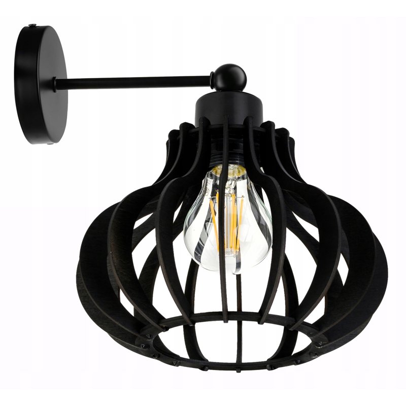 Lampa kinkiet ścienny stały prosty LOFT klosz ALLADYNA Drewno na 1x E27