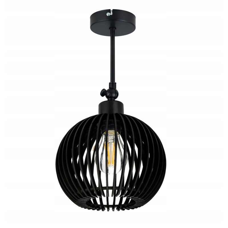 Lampa kinkiet ścienny REGULOWANY CZARNY LOFT klosz kula 40 Drewno na 1x E27