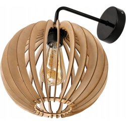 Lampa kinkiet ścienny stały prosty LOFT klosz kula GĘSTA Drewno na 1x E27
