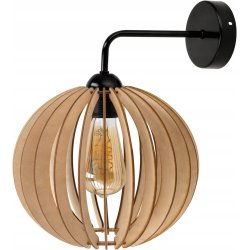 Lampa kinkiet ścienny stały prosty LOFT klosz kula GĘSTA Drewno na 1x E27