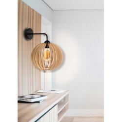Lampa kinkiet ścienny stały prosty LOFT klosz kula GĘSTA Drewno na 1x E27