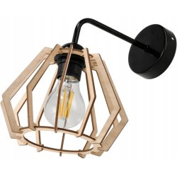 Lampa kinkiet ścienny stały prosty LOFT klosz BRYLANT Drewno na 1x E27