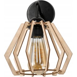 Lampa kinkiet ścienny stały prosty LOFT klosz BRYLANT Drewno na 1x E27