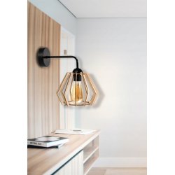 Lampa kinkiet ścienny stały prosty LOFT klosz BRYLANT Drewno na 1x E27