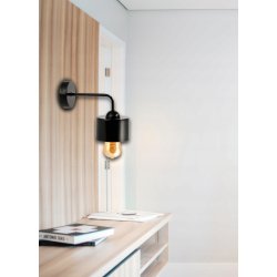 LAMPA KINKIET E27 ścienny stały loft metal KUBEK CZARNY