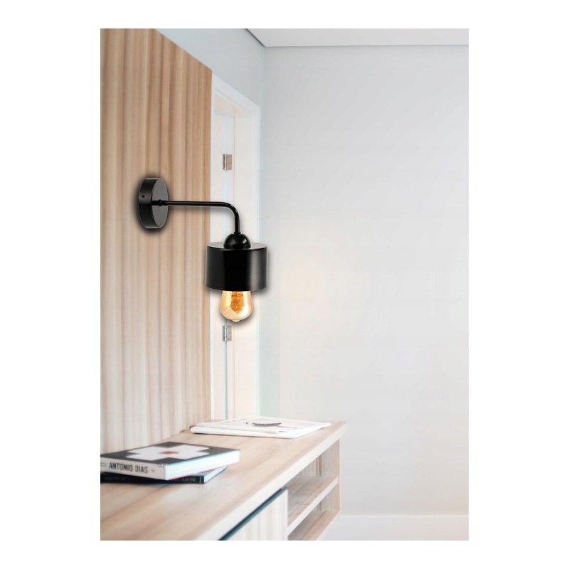 LAMPA KINKIET E27 ścienny stały loft metal KUBEK CZARNY