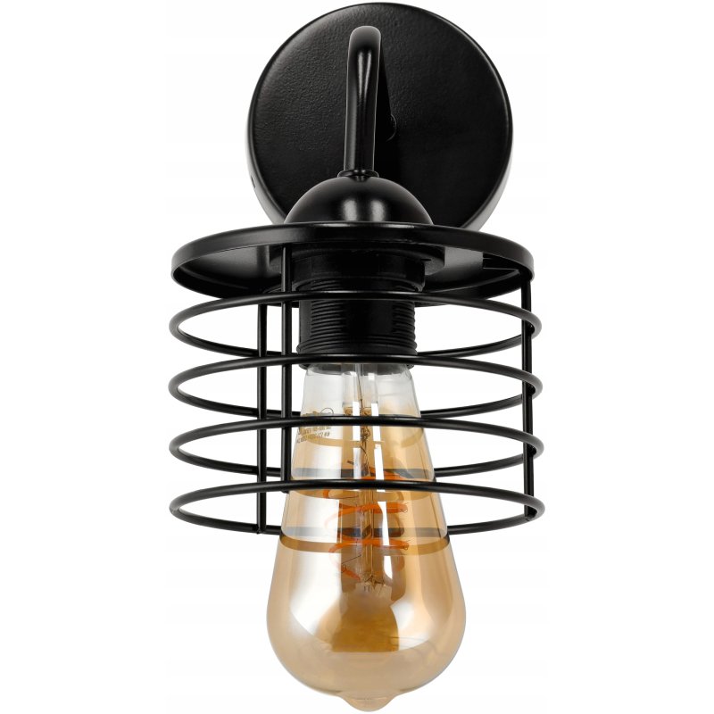 LAMPA KINKIET E27 ścienny stały loft metal SPRĘŻYNA DRUT CZARNY