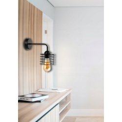 LAMPA KINKIET E27 ścienny stały loft metal SPRĘŻYNA DRUT CZARNY