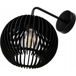 Lampa kinkiet ścienny stały prosty LOFT klosz kula 40 Drewno na 1x E27