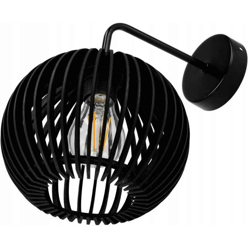 Lampa kinkiet ścienny stały prosty LOFT klosz kula 40 Drewno na 1x E27