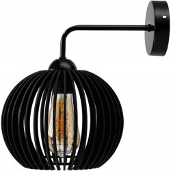 Lampa kinkiet ścienny stały prosty LOFT klosz kula 40 Drewno na 1x E27