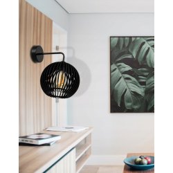 Lampa kinkiet ścienny stały prosty LOFT klosz kula 40 Drewno na 1x E27