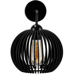 Lampa kinkiet ścienny stały prosty LOFT klosz kula 40 Drewno na 1x E27