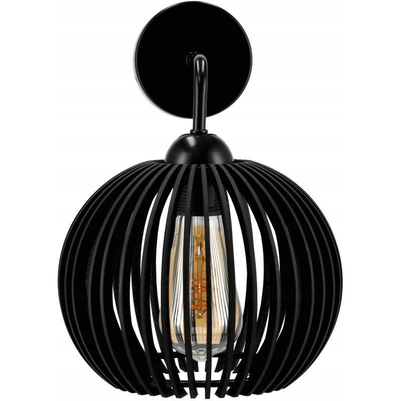 Lampa kinkiet ścienny stały prosty LOFT klosz kula 40 Drewno na 1x E27