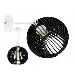 Lampa kinkiet ścienny REGULOWANY BIAŁY LOFT klosz kula 40 Drewno na 1x E27