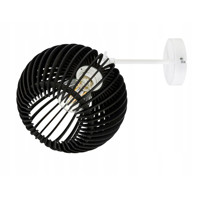 Lampa kinkiet ścienny REGULOWANY BIAŁY LOFT klosz kula 40 Drewno na 1x E27